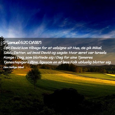 Picture 02 - 2 Samuel 6:20 DA1871 - Der David kom tilbage for at velsigne sit Hus, da - Bible Verse Picture