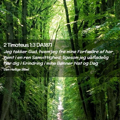 Picture 02 - 2 Timoteus 1:3 DA1871 - Jeg takker Gud, hvem jeg fra mine Forfædre af - Bible Verse Picture