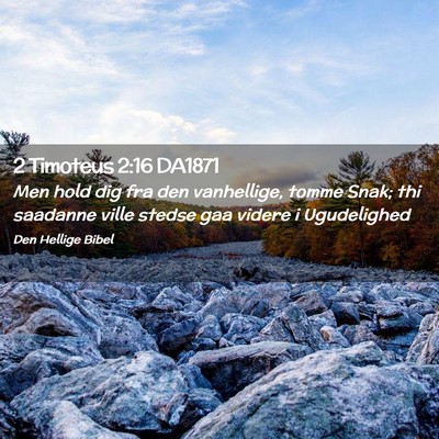 Picture 02 - 2 Timoteus 2:16 DA1871 - Men hold dig fra den vanhellige, tomme Snak; thi - Bible Verse Picture