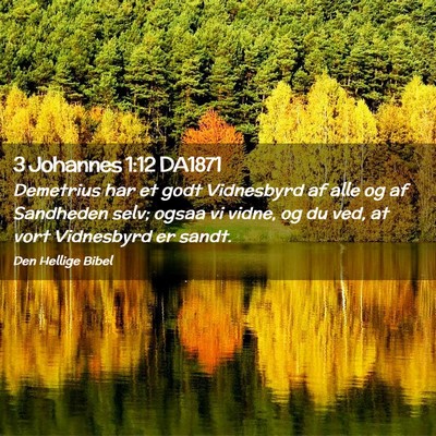 Picture 02 - 3 Johannes 1:12 DA1871 - Demetrius har et godt Vidnesbyrd af alle og af - Bible Verse Picture
