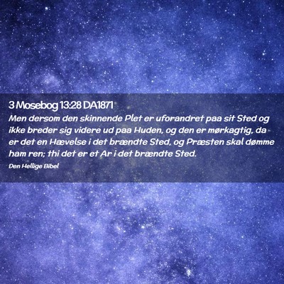 Picture 02 - 3 Mosebog 13:28 DA1871 - Men dersom den skinnende Plet er uforandret paa - Bible Verse Picture