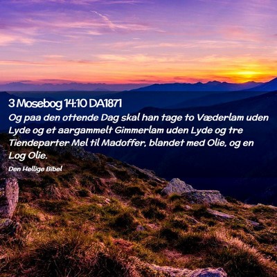 Picture 02 - 3 Mosebog 14:10 DA1871 - Og paa den ottende Dag skal han tage to Væderlam - Bible Verse Picture