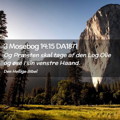 Picture 02 - 3 Mosebog 14:15 DA1871 - Og Præsten skal tage af den Log Olie og øse i - Bible Verse Picture