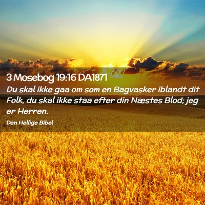Picture 02 - 3 Mosebog 19:16 DA1871 - Du skal ikke gaa om som en Bagvasker iblandt dit - Bible Verse Picture