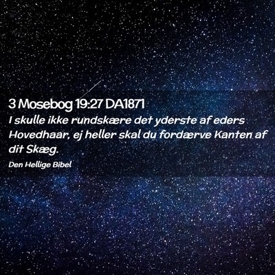 Picture 02 - 3 Mosebog 19:27 DA1871 - I skulle ikke rundskære det yderste af eders - Bible Verse Picture