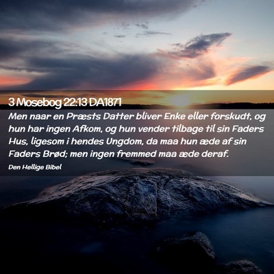 Picture 02 - 3 Mosebog 22:13 DA1871 - Men naar en Præsts Datter bliver Enke eller - Bible Verse Picture