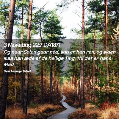 Picture 02 - 3 Mosebog 22:7 DA1871 - Og naar Solen gaar ned, saa er han ren, og siden - Bible Verse Picture