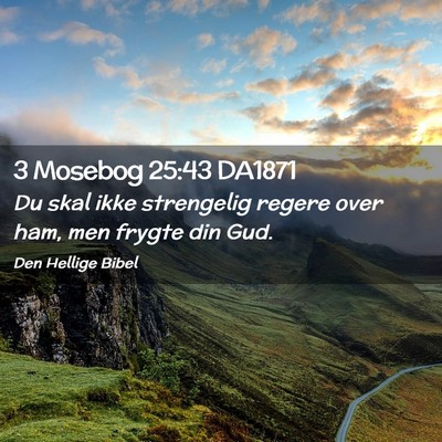 Picture 02 - 3 Mosebog 25:43 DA1871 - Du skal ikke strengelig regere over ham, men - Bible Verse Picture