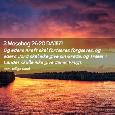 Picture 02 - 3 Mosebog 26:20 DA1871 - Og eders Kraft skal fortæres forgæves, og eders - Bible Verse Picture