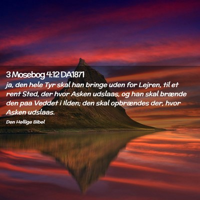 Picture 02 - 3 Mosebog 4:12 DA1871 - ja, den hele Tyr skal han bringe uden for Lejren, - Bible Verse Picture