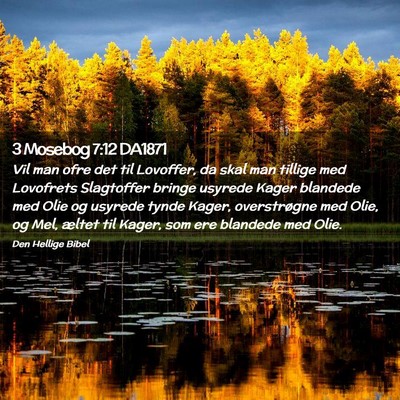 Picture 02 - 3 Mosebog 7:12 DA1871 - Vil man ofre det til Lovoffer, da skal man - Bible Verse Picture
