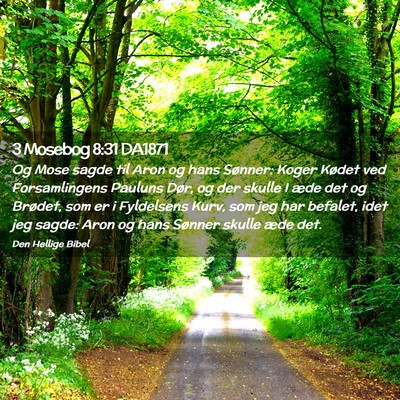 Picture 02 - 3 Mosebog 8:31 DA1871 - Og Mose sagde til Aron og hans Sønner: Koger - Bible Verse Picture