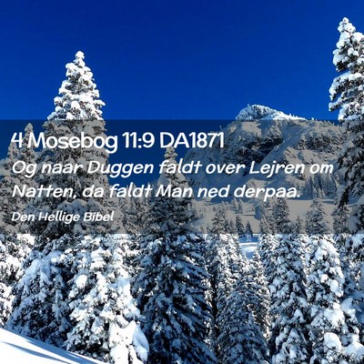 Picture 02 - 4 Mosebog 11:9 DA1871 - Og naar Duggen faldt over Lejren om Natten, da - Bible Verse Picture