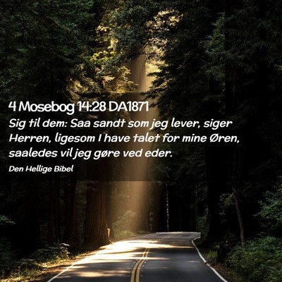 Picture 02 - 4 Mosebog 14:28 DA1871 - Sig til dem: Saa sandt som jeg lever, siger - Bible Verse Picture
