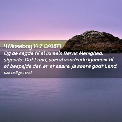 Picture 02 - 4 Mosebog 14:7 DA1871 - Og de sagde til al Israels Børns Menighed, - Bible Verse Picture