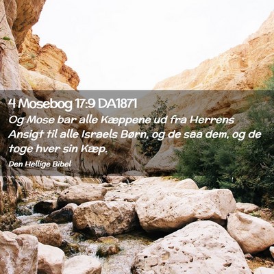 Picture 02 - 4 Mosebog 17:9 DA1871 - Og Mose bar alle Kæppene ud fra Herrens Ansigt - Bible Verse Picture