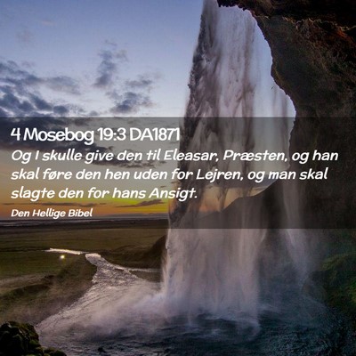 Picture 02 - 4 Mosebog 19:3 DA1871 - Og I skulle give den til Eleasar, Præsten, og - Bible Verse Picture