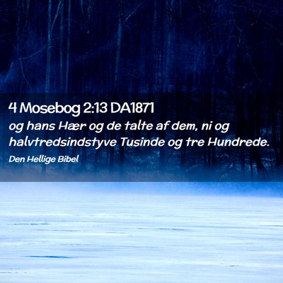 Picture 02 - 4 Mosebog 2:13 DA1871 - og hans Hær og de talte af dem, ni og - Bible Verse Picture