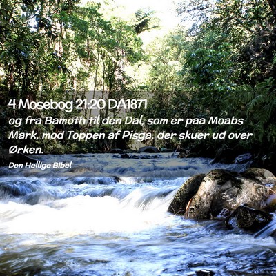 Picture 02 - 4 Mosebog 21:20 DA1871 - og fra Bamoth til den Dal, som er paa Moabs Mark, - Bible Verse Picture