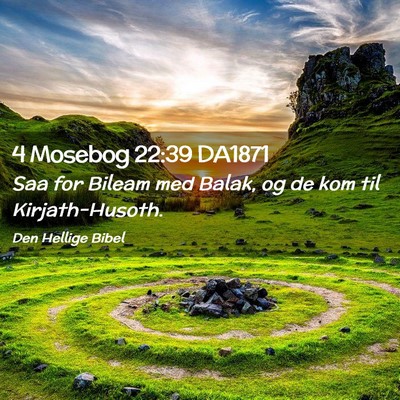 Picture 02 - 4 Mosebog 22:39 DA1871 - Saa for Bileam med Balak, og de kom til - Bible Verse Picture