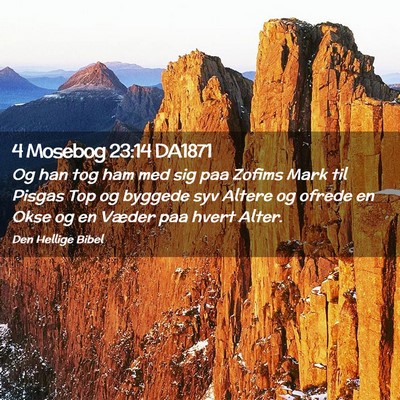 Picture 02 - 4 Mosebog 23:14 DA1871 - Og han tog ham med sig paa Zofims Mark til Pisgas - Bible Verse Picture