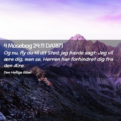 Picture 02 - 4 Mosebog 24:11 DA1871 - Og nu, fly du til dit Sted; jeg havde sagt: Jeg - Bible Verse Picture
