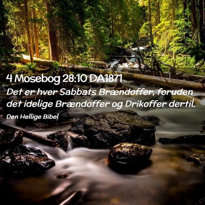 Picture 02 - 4 Mosebog 28:10 DA1871 - Det er hver Sabbats Brændoffer, foruden det - Bible Verse Picture