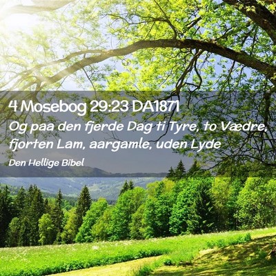 Picture 02 - 4 Mosebog 29:23 DA1871 - Og paa den fjerde Dag ti Tyre, to Vædre, fjorten - Bible Verse Picture