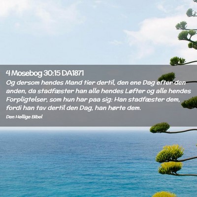 Picture 02 - 4 Mosebog 30:15 DA1871 - Og dersom hendes Mand tier dertil, den ene Dag - Bible Verse Picture
