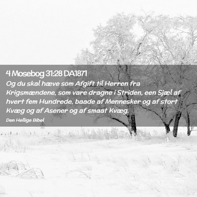 Picture 02 - 4 Mosebog 31:28 DA1871 - Og du skal hæve som Afgift til Herren fra - Bible Verse Picture