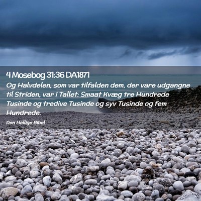 Picture 02 - 4 Mosebog 31:36 DA1871 - Og Halvdelen, som var tilfalden dem, der vare - Bible Verse Picture