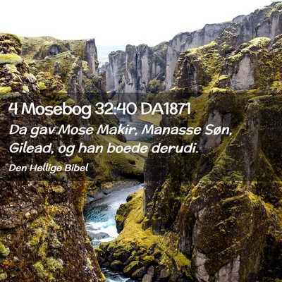 Picture 02 - 4 Mosebog 32:40 DA1871 - Da gav Mose Makir, Manasse Søn, Gilead, og han - Bible Verse Picture