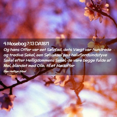 Picture 02 - 4 Mosebog 7:13 DA1871 - Og hans Offer var eet Sølvfad, dets Vægt var - Bible Verse Picture