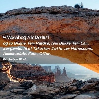 Picture 02 - 4 Mosebog 7:17 DA1871 - og to Øksne, fem Vædre, fem Bukke, fem Lam, - Bible Verse Picture