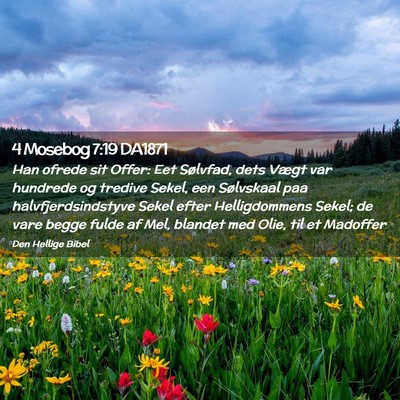 Picture 02 - 4 Mosebog 7:19 DA1871 - Han ofrede sit Offer: Eet Sølvfad, dets Vægt - Bible Verse Picture