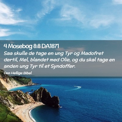 Picture 02 - 4 Mosebog 8:8 DA1871 - Saa skulle de tage en ung Tyr og Madofret dertil, - Bible Verse Picture