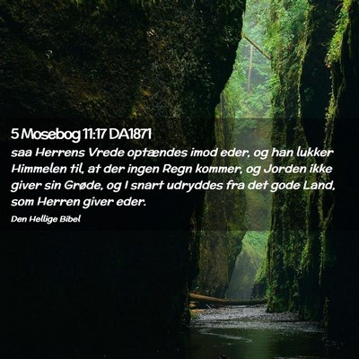 Picture 02 - 5 Mosebog 11:17 DA1871 - saa Herrens Vrede optændes imod eder, og han - Bible Verse Picture