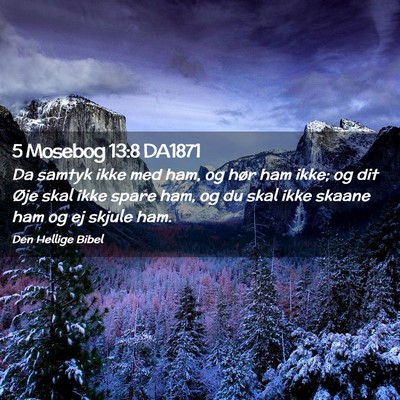 Picture 02 - 5 Mosebog 13:8 DA1871 - Da samtyk ikke med ham, og hør ham ikke; og dit - Bible Verse Picture