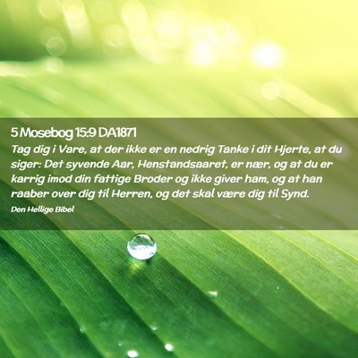 Picture 02 - 5 Mosebog 15:9 DA1871 - Tag dig i Vare, at der ikke er en nedrig Tanke i - Bible Verse Picture