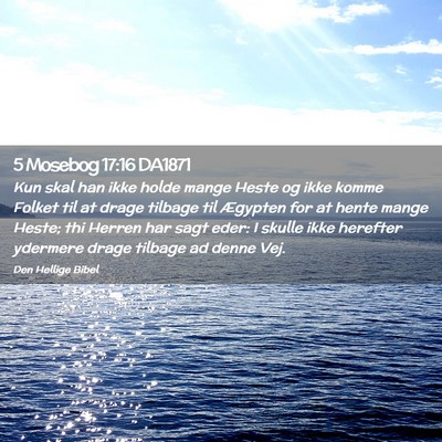 Picture 02 - 5 Mosebog 17:16 DA1871 - Kun skal han ikke holde mange Heste og ikke komme - Bible Verse Picture