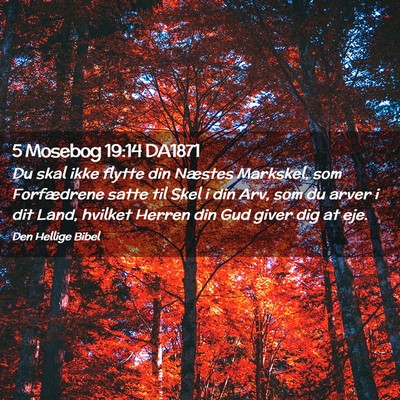 Picture 02 - 5 Mosebog 19:14 DA1871 - Du skal ikke flytte din Næstes Markskel, som - Bible Verse Picture
