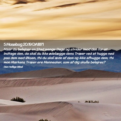 Picture 02 - 5 Mosebog 20:19 DA1871 - Naar du belejrer en Stad mange Dage og strider - Bible Verse Picture