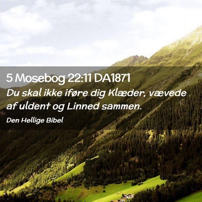 Picture 02 - 5 Mosebog 22:11 DA1871 - Du skal ikke iføre dig Klæder, vævede af - Bible Verse Picture