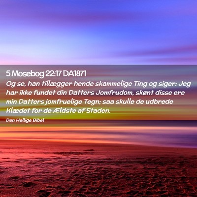 Picture 02 - 5 Mosebog 22:17 DA1871 - Og se, han tillægger hende skammelige Ting og - Bible Verse Picture