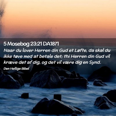 Picture 02 - 5 Mosebog 23:21 DA1871 - Naar du lover Herren din Gud et Løfte, da skal - Bible Verse Picture