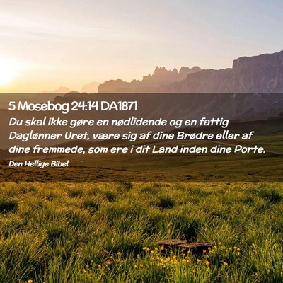Picture 02 - 5 Mosebog 24:14 DA1871 - Du skal ikke gøre en nødlidende og en fattig - Bible Verse Picture