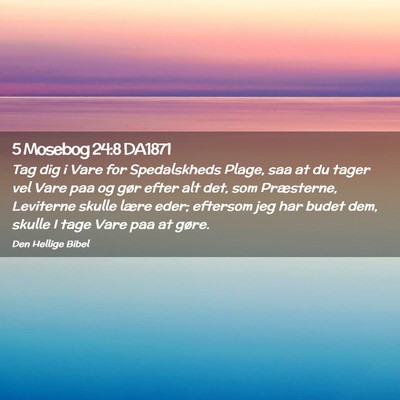 Picture 02 - 5 Mosebog 24:8 DA1871 - Tag dig i Vare for Spedalskheds Plage, saa at du - Bible Verse Picture