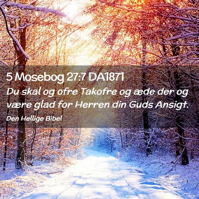 Picture 02 - 5 Mosebog 27:7 DA1871 - Du skal og ofre Takofre og æde der og være glad - Bible Verse Picture