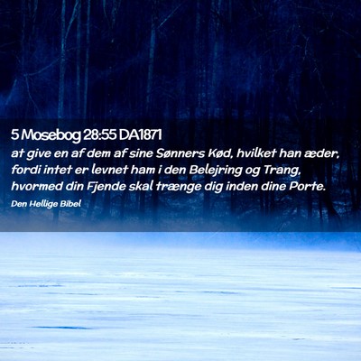 Picture 02 - 5 Mosebog 28:55 DA1871 - at give en af dem af sine Sønners Kød, hvilket - Bible Verse Picture