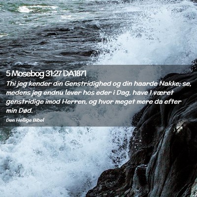 Picture 02 - 5 Mosebog 31:27 DA1871 - Thi jeg kender din Genstridighed og din haarde - Bible Verse Picture
